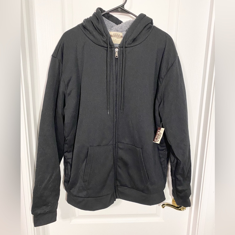 NWT Open Trails Sherpa Lined Zip Up Hoodie Jacket Black Men’s Large